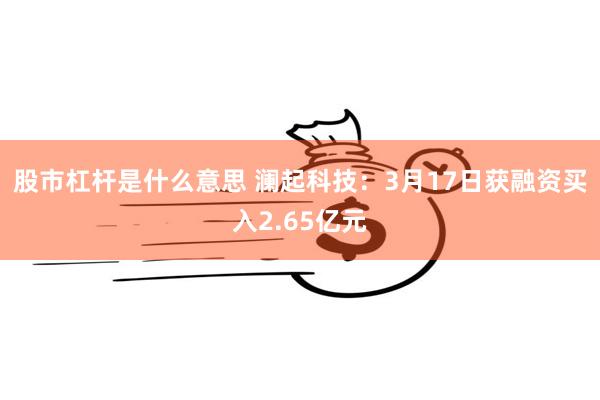 股市杠杆是什么意思 澜起科技：3月17日获融资买入2.65亿元