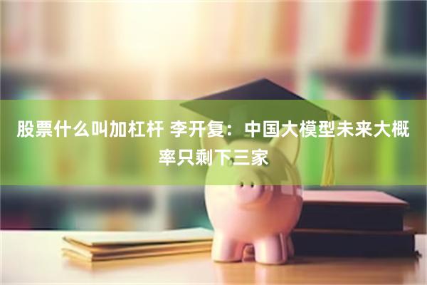股票什么叫加杠杆 李开复：中国大模型未来大概率只剩下三家