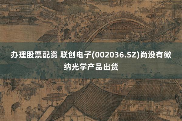 办理股票配资 联创电子(002036.SZ)尚没有微纳光学产品出货