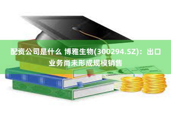 配资公司是什么 博雅生物(300294.SZ)：出口业务尚未形成规模销售