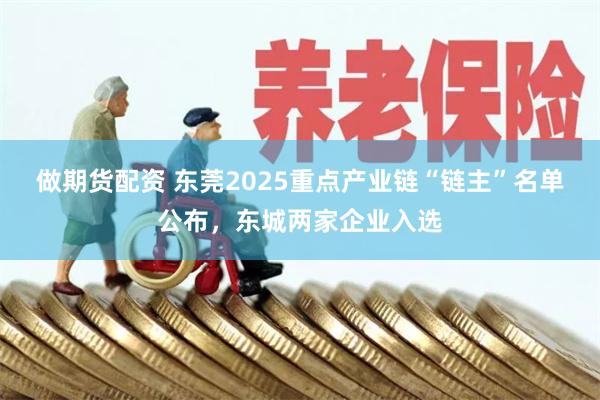 做期货配资 东莞2025重点产业链“链主”名单公布，东城两家企业入选